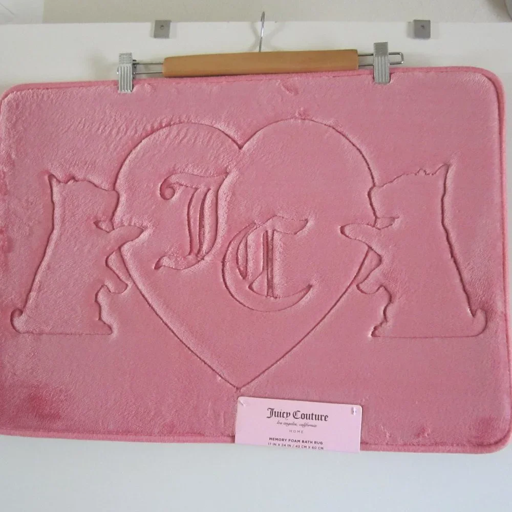 Juicy Couture Scotties Heart Bathroom XL Memory Foam Bath Rug Mat Shower Ho…